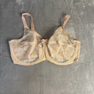 Wacoal Retro Chic Unlined‎ Bra Sz 38DDD Nude Floral Lace Full Coverage 855186